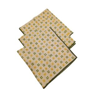 Vintage Vera Neumann Clover Flower Dinner Napkins S/3. Green border MCM